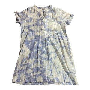 Faherty Gemina Women's Sky Blue Linen Gemina Dress with Pockets Sz XS Pintucked